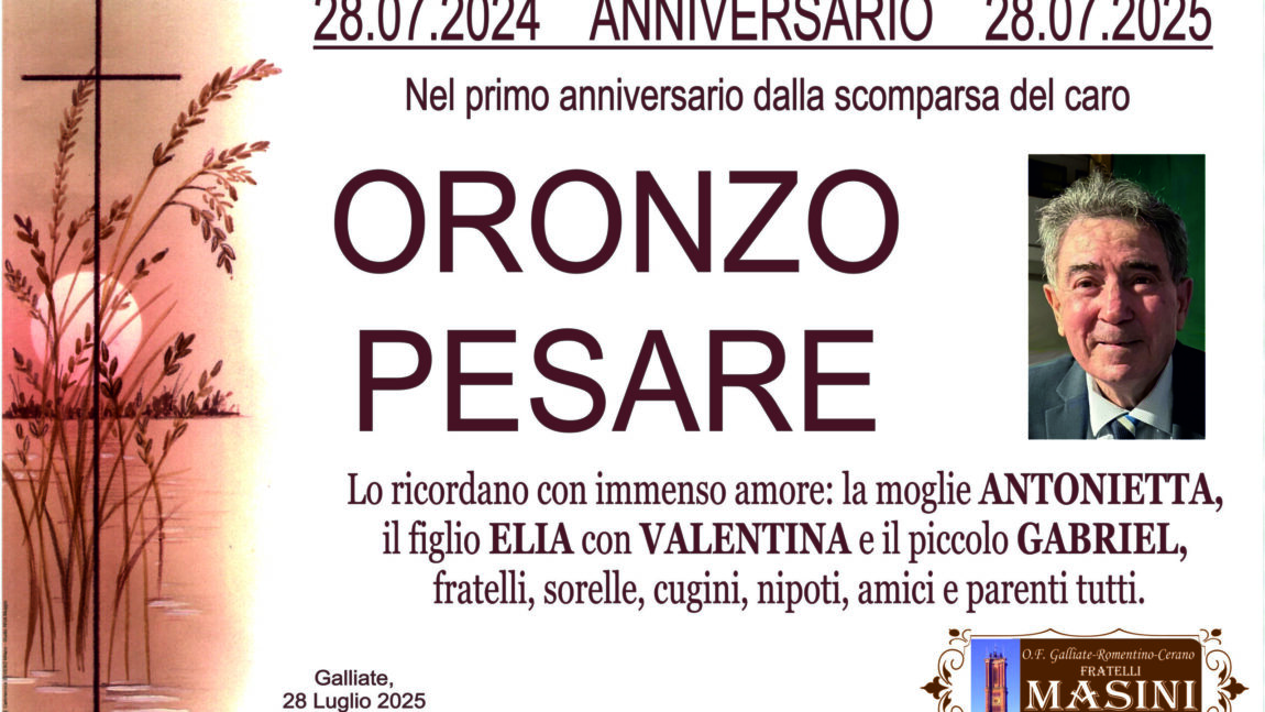 ANNIVERSARIO ORONZO PESARE