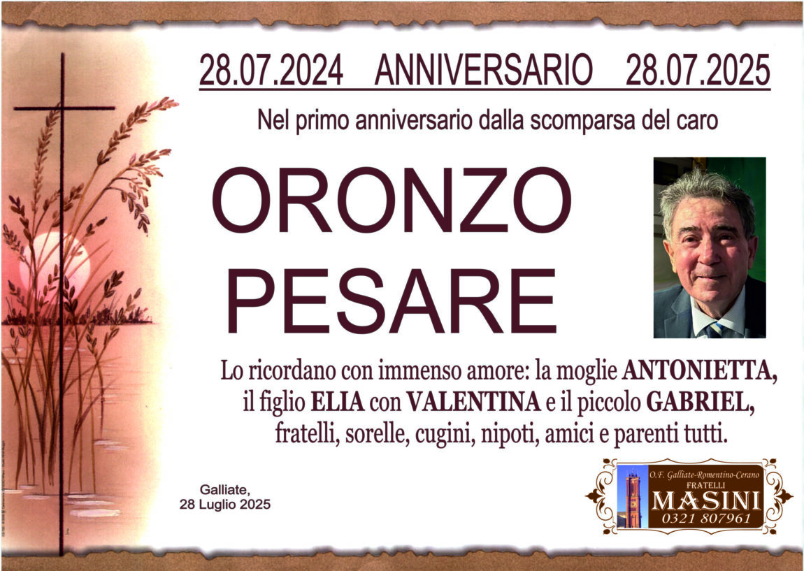 ANNIVERSARIO ORONZO PESARE